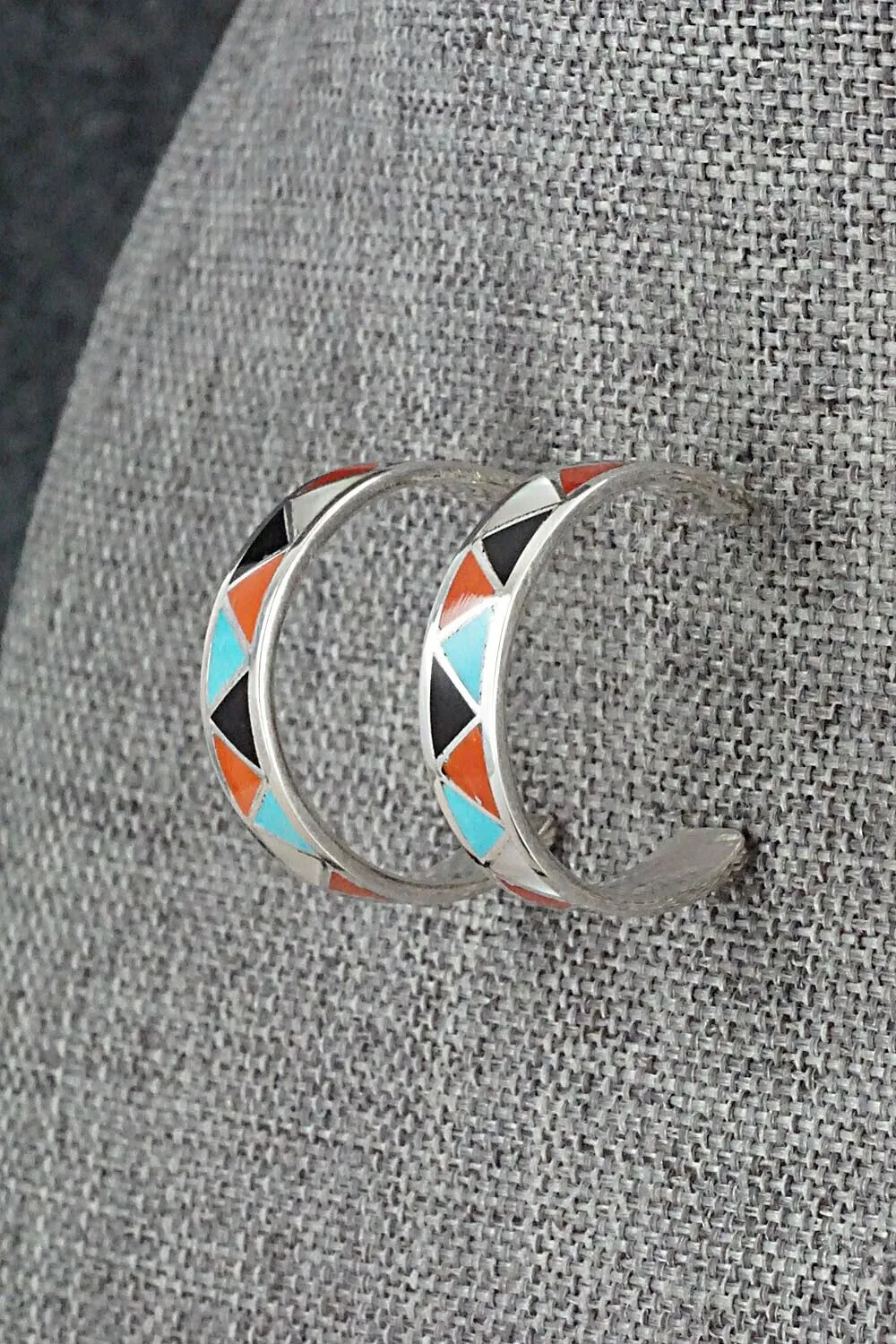 Multi-Stone & Sterling Silver Inlay Earrings - Claudine Haloo