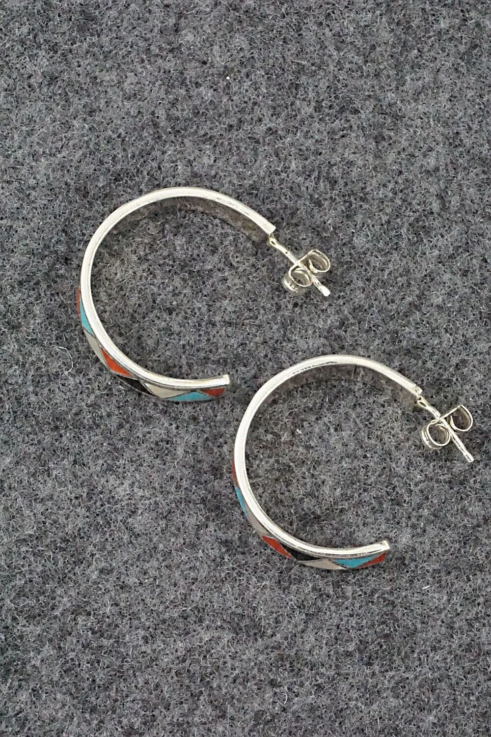 Multi-Stone & Sterling Silver Inlay Earrings - Claudine Haloo