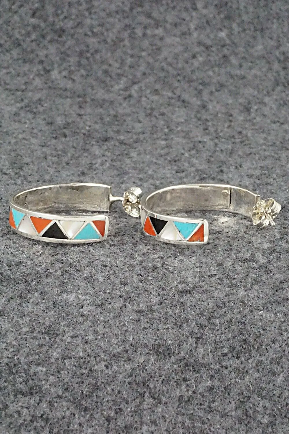 Multi-Stone & Sterling Silver Inlay Earrings - Claudine Haloo