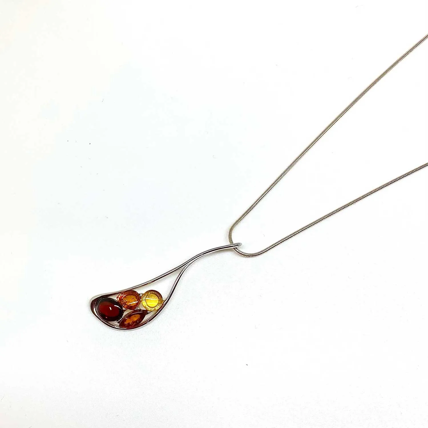 Multicolor Baltic Amber Pendant Necklace