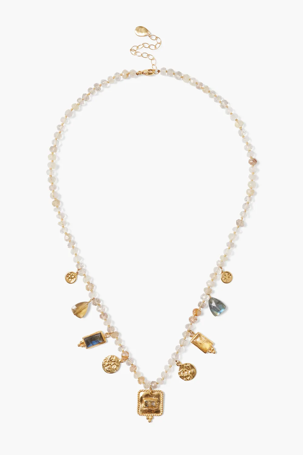 Pilar Charm Necklace Rutilated Quartz