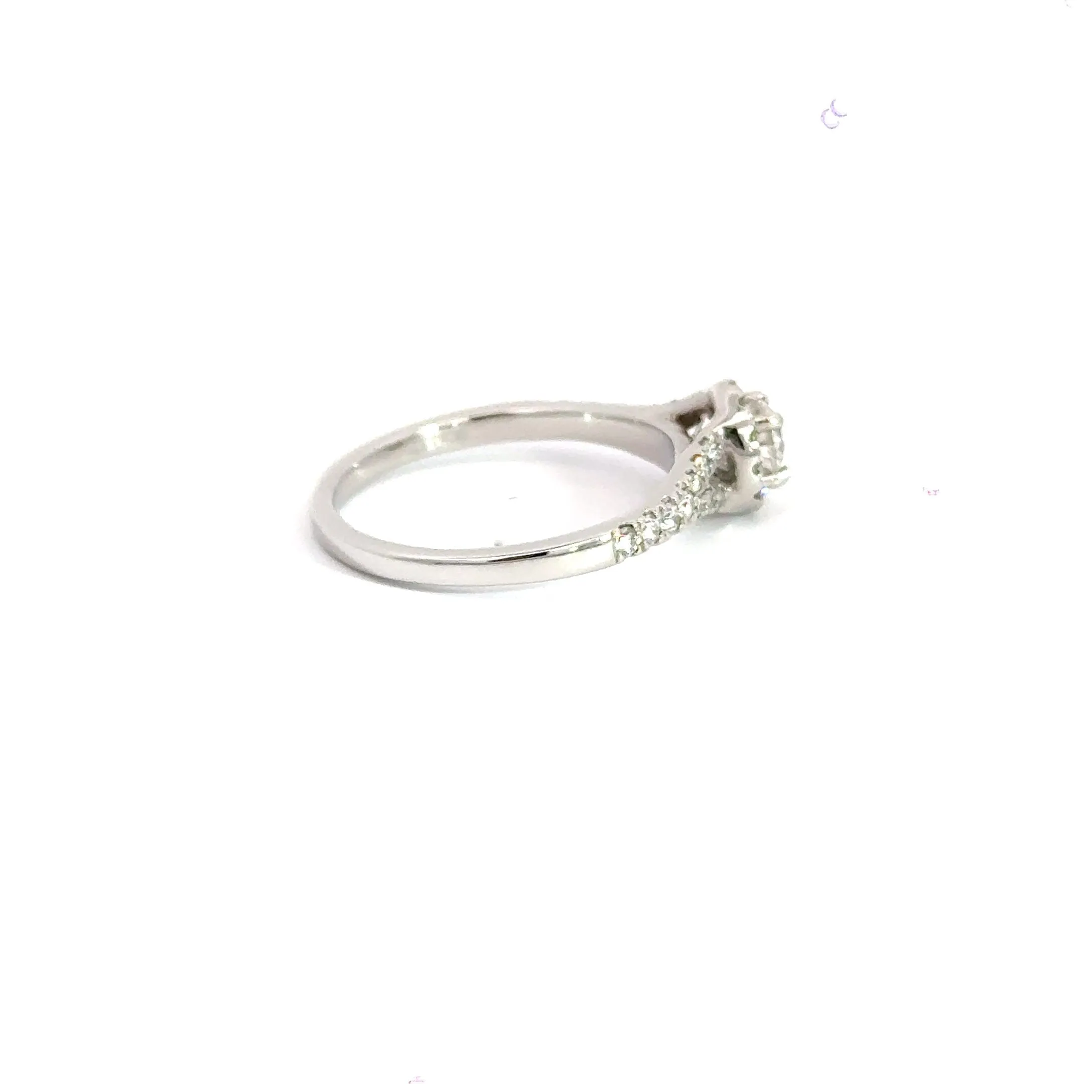 Platinum Diamond Halo Ring with Diamond Shoulders