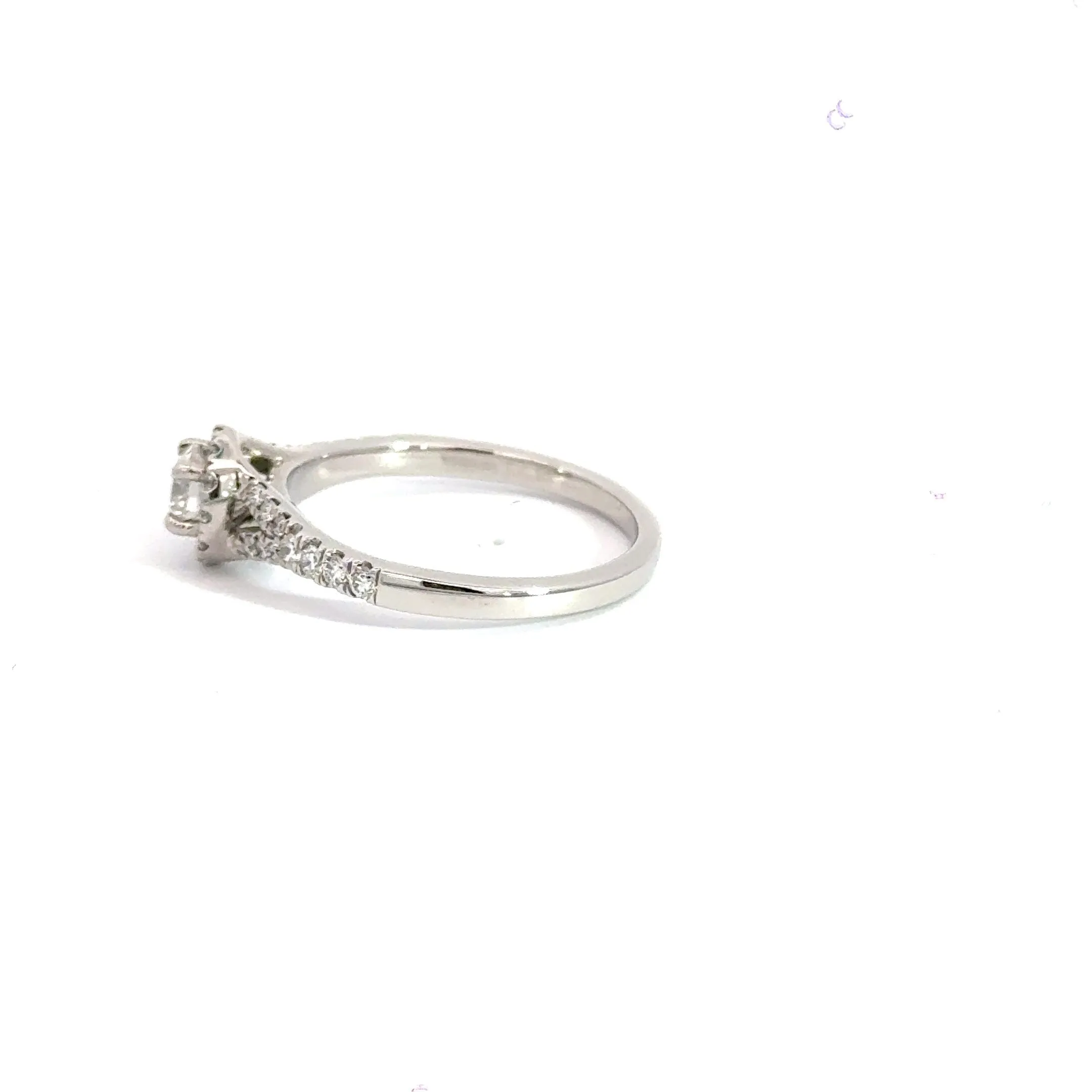 Platinum Diamond Halo Ring with Diamond Shoulders