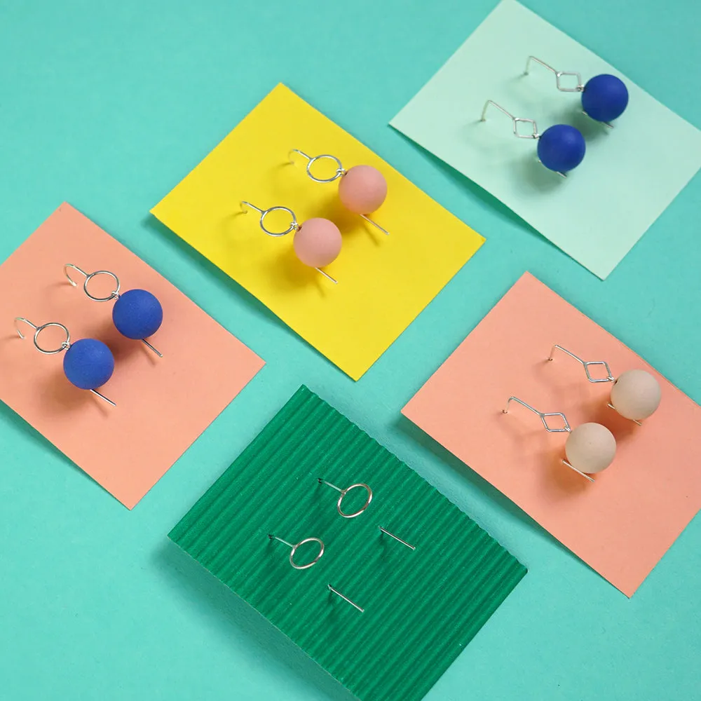 porcelain & silver earrings 'drops circle'