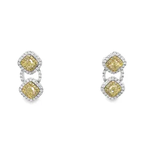 Precious Pastel White and Yellow Diamond Earrings
