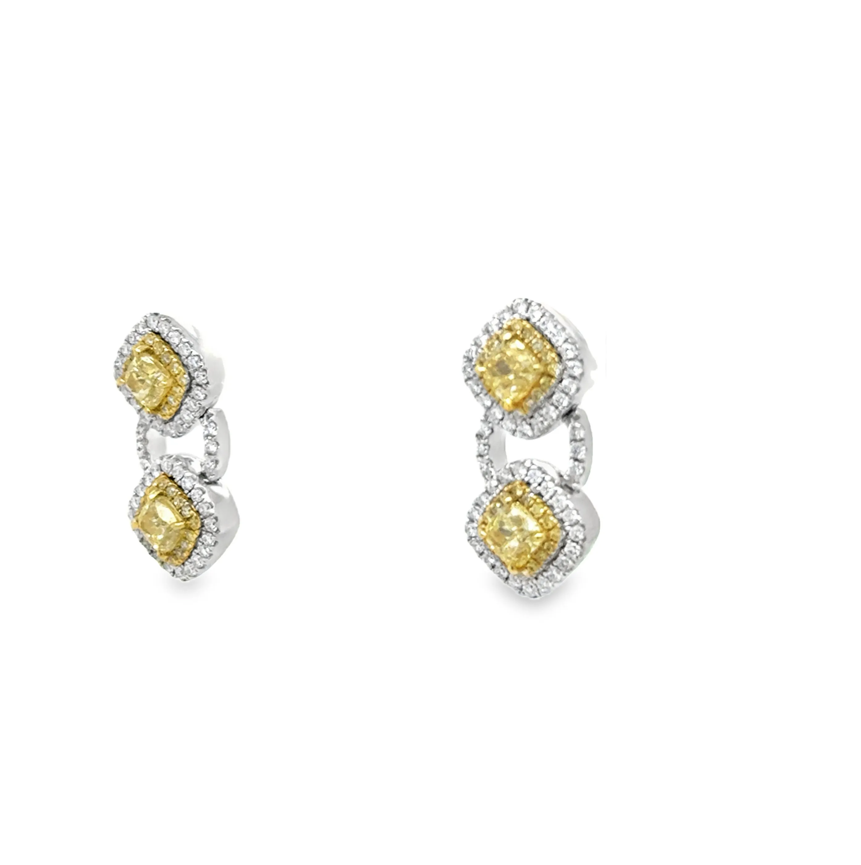 Precious Pastel White and Yellow Diamond Earrings