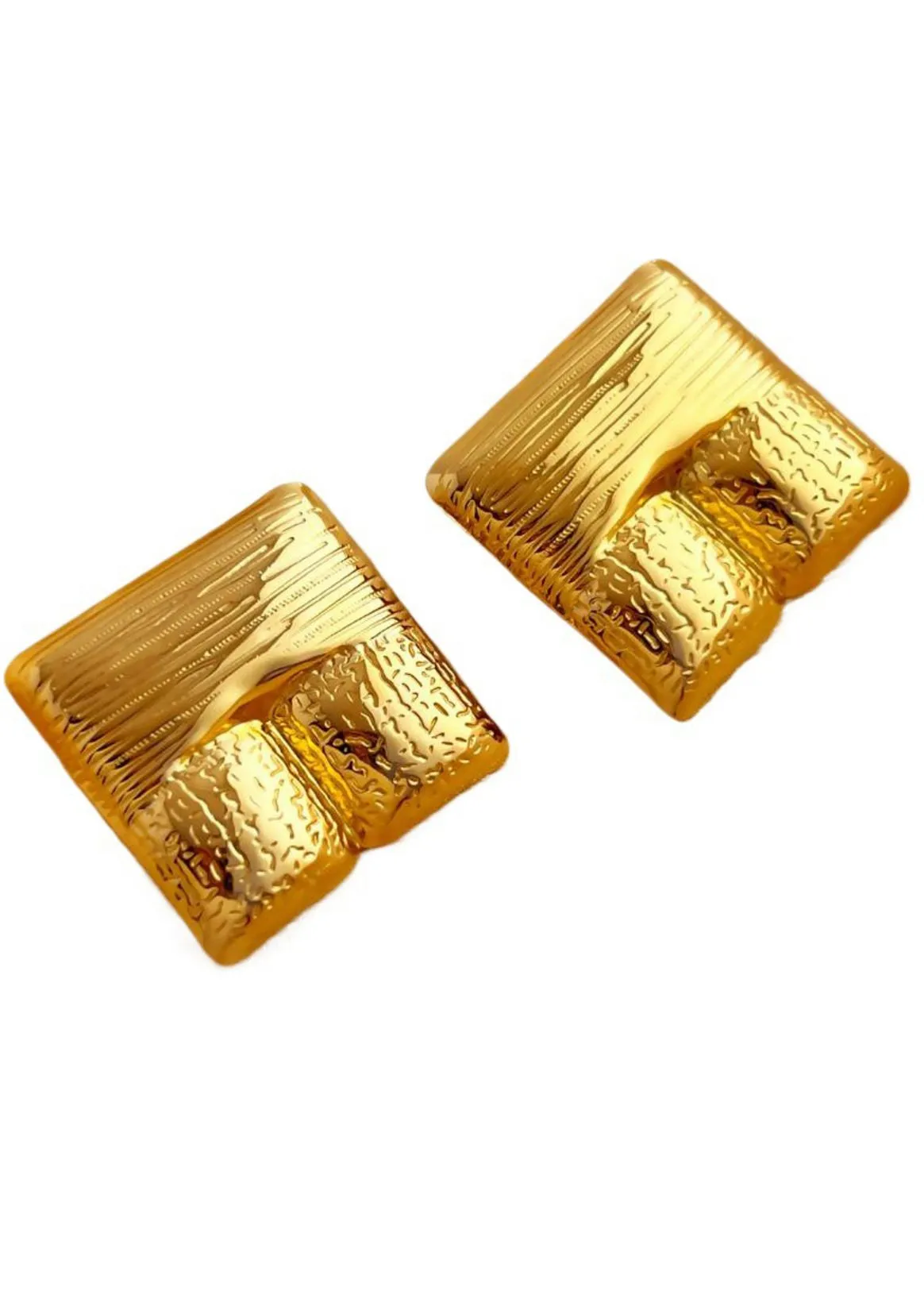 Puffy Square Ridged Stud Earrings