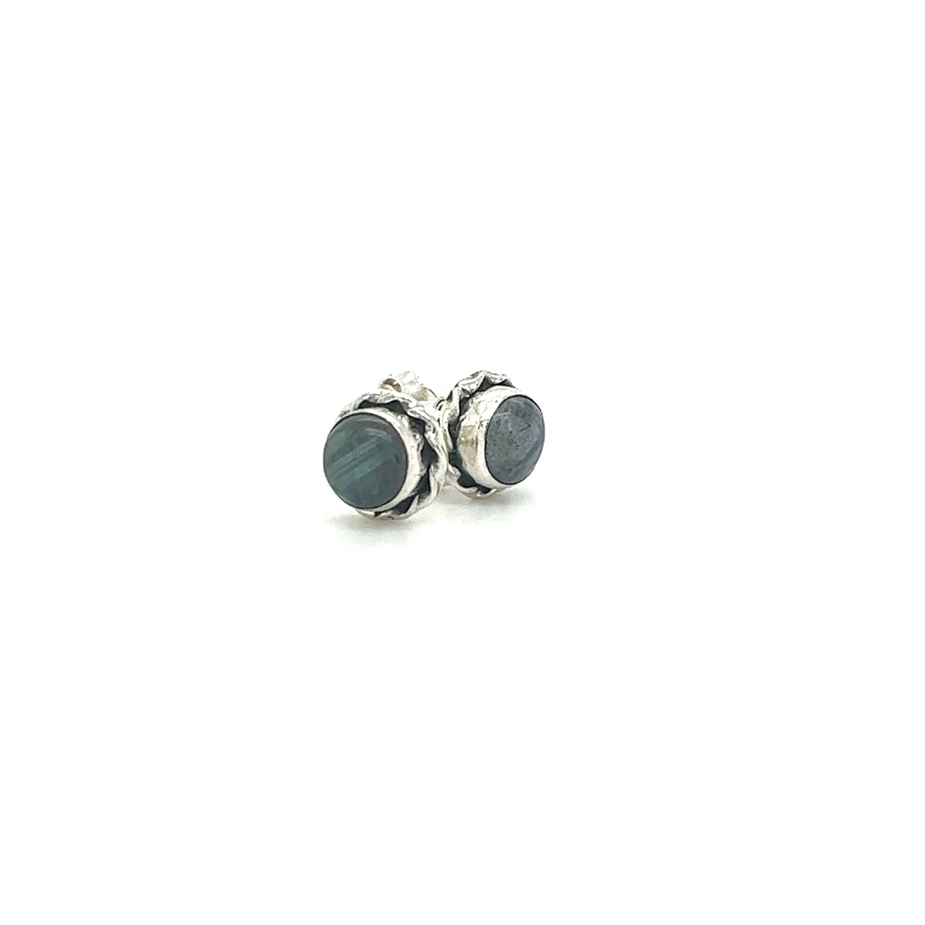 Round Stone Stud Earrings with Twist Details