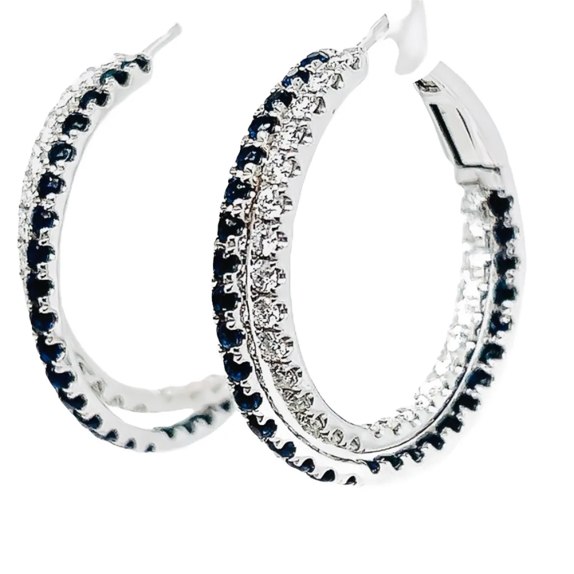 Sapphire and Diamond Twist Hoop Earrings