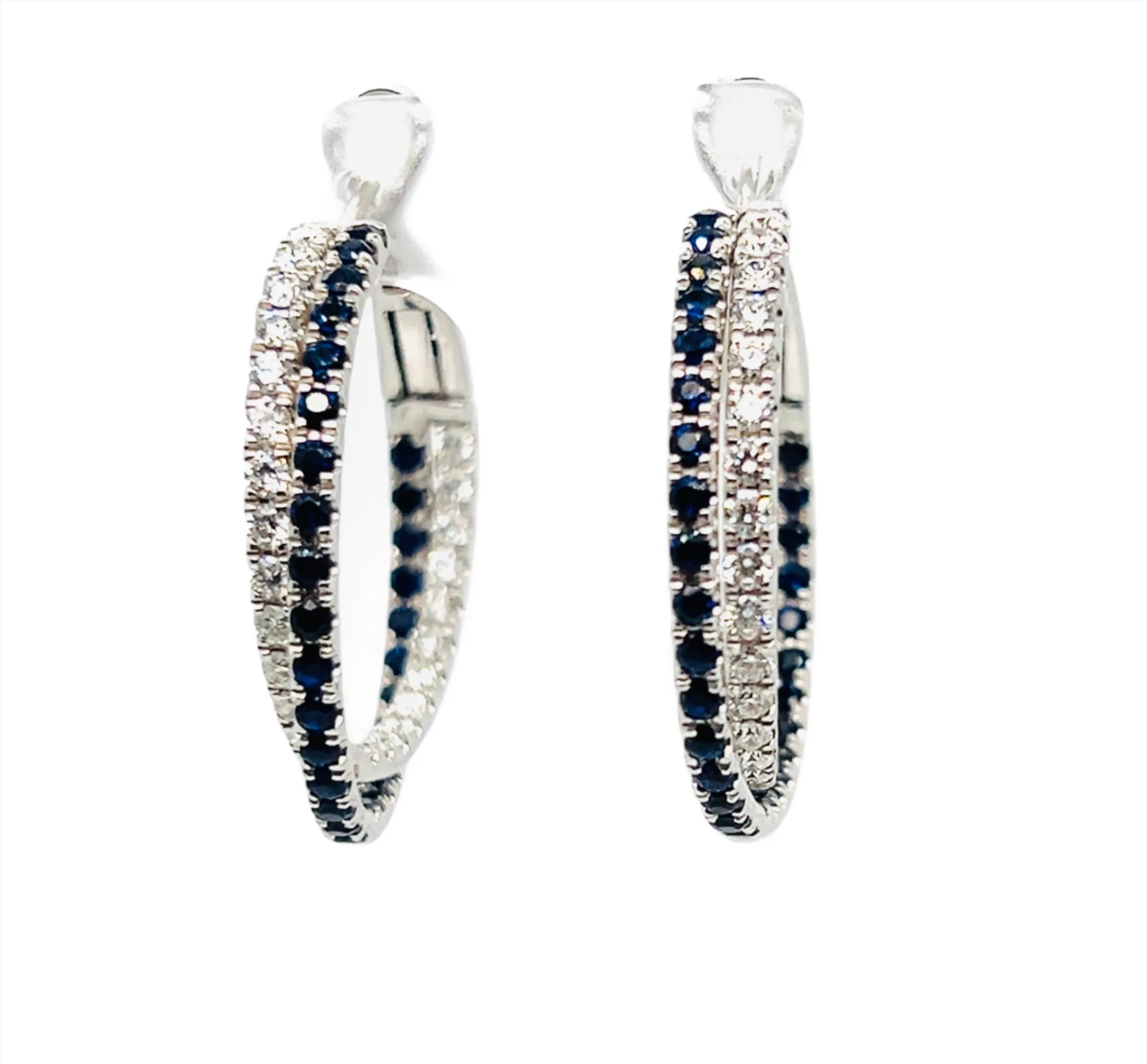 Sapphire and Diamond Twist Hoop Earrings