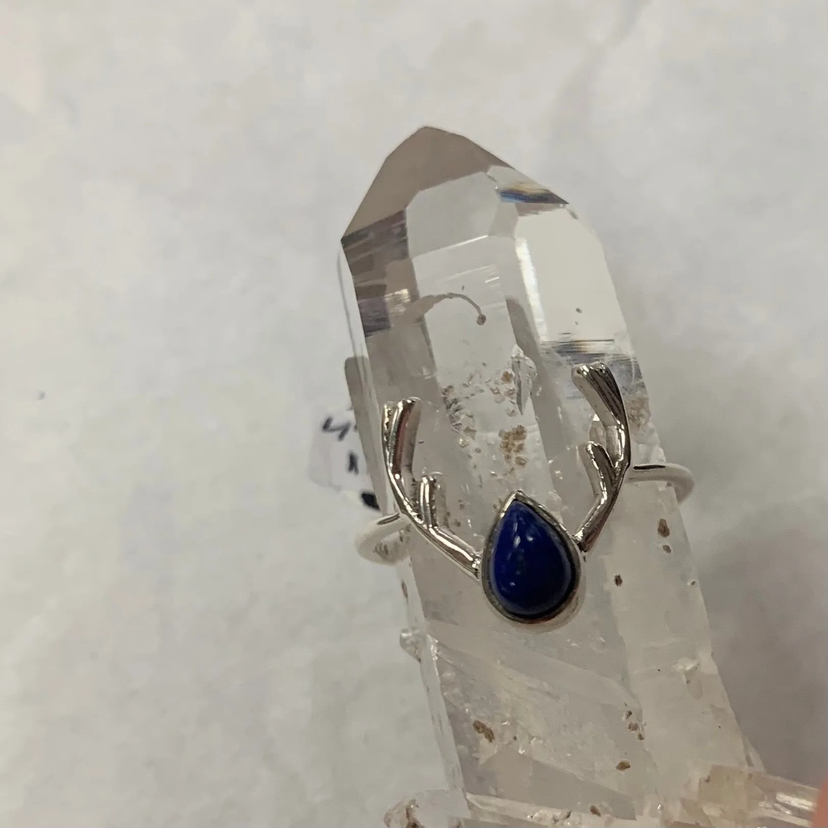 Small Chalcedony Silver Antler Ring size 7