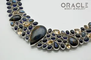 Sterling Silver Pietersite with Iolite and Citrine Necklace