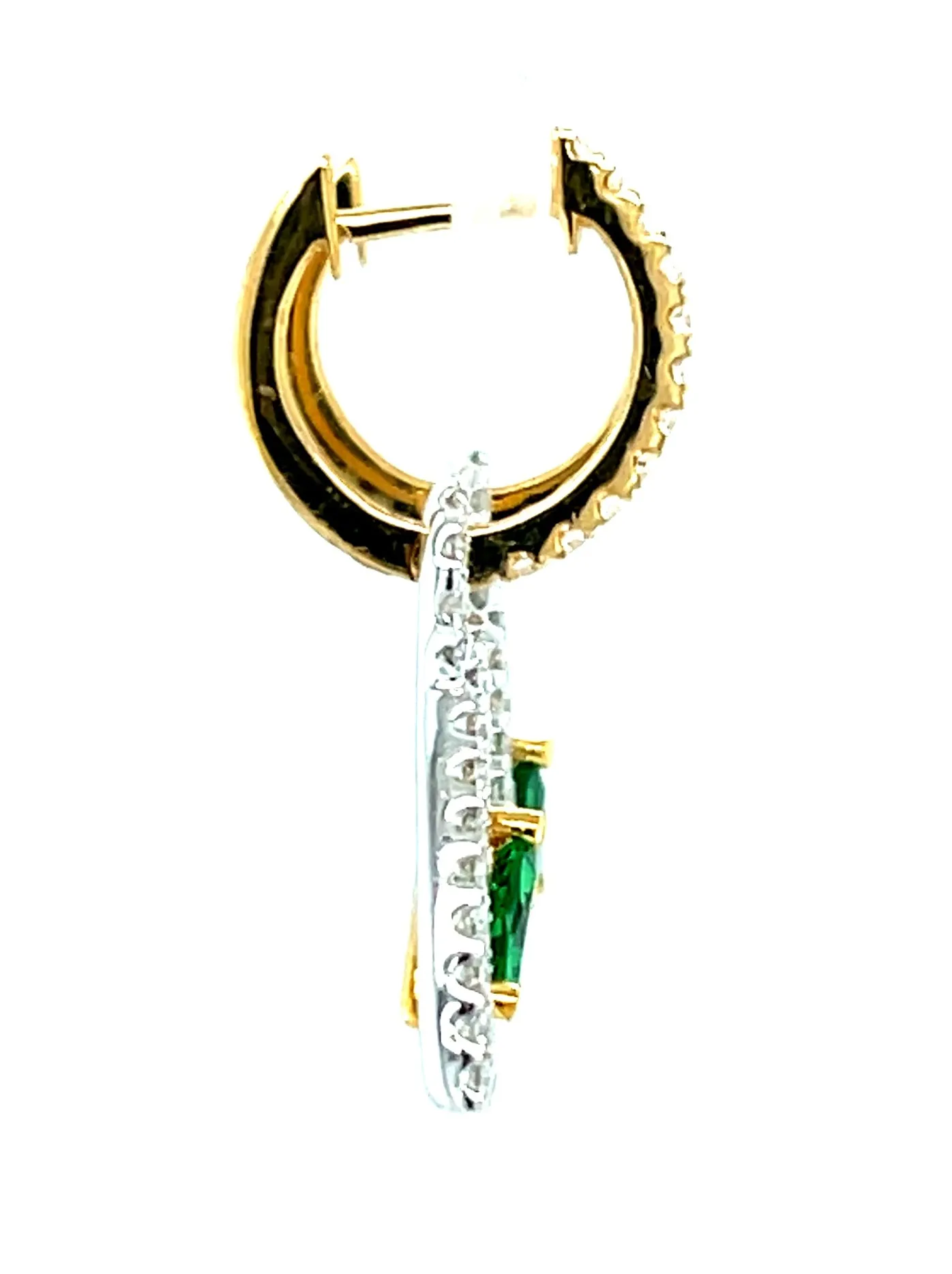 Tsavorite Garnet, Diamond, Yellow Sapphire 18k Gold Triangle Drop Earrings