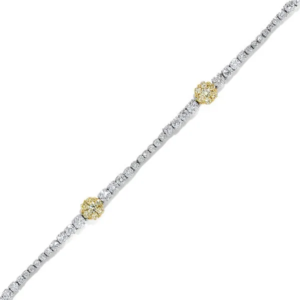 Yellow & White Diamond Floral Bracelet